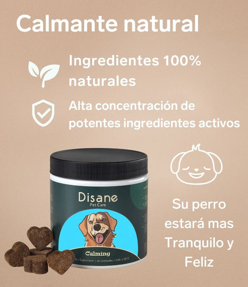 Calmante Natural para Perros - Suplemento Antiestrés de 60 Unidades | Disane Pet Care