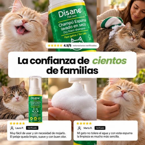 Champú Seco en Espuma para Gatos | Limpieza sin agua 200ML
