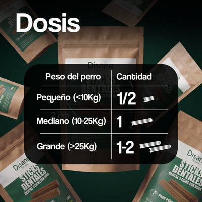 Sticks Dentales para Perros – Higiene Bucodental Diaria Sin Cepillar | Té Verde + Algas + Menta | Disane - Disane pet care