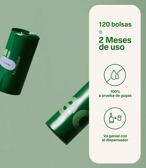 Bolsas para excrementos de Perro 120 unidades Sin Perfume